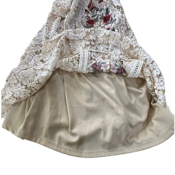 Mi Ami Ivory Lace Overlay Embroidered Floral Bridal Fairy Romantic Dress Size XS - Picture 8 of 16